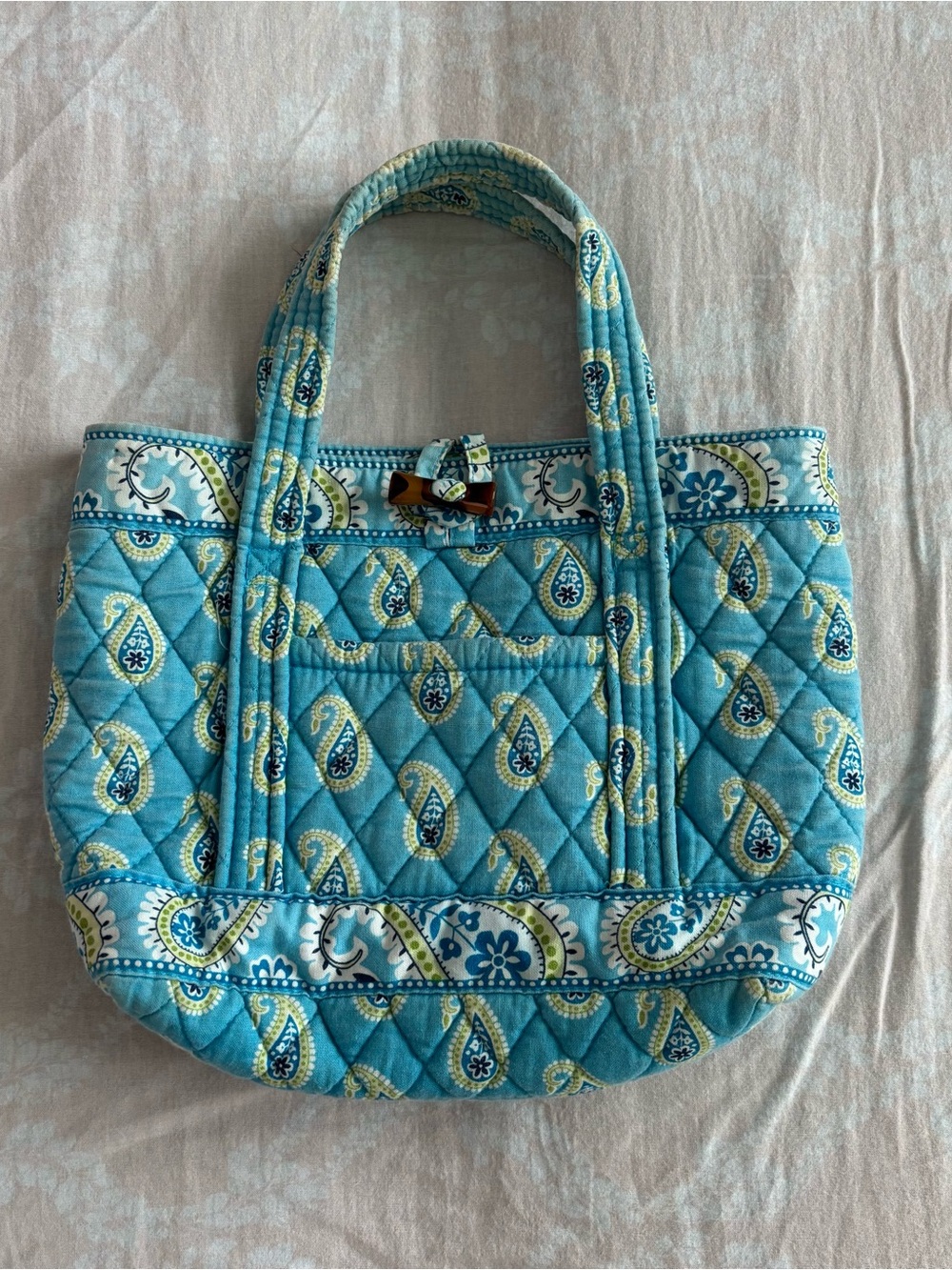 Vera Bradley Wang Turquoise Quilted Paisley Mini Tote